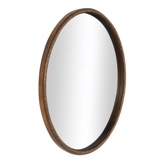 34" Copper Resin Weathered Spotted Wall Mirror with Hammered Texture